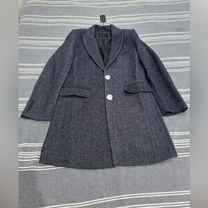 NWT Braveman Navy Blue Herringbone Top Coat Overcoat